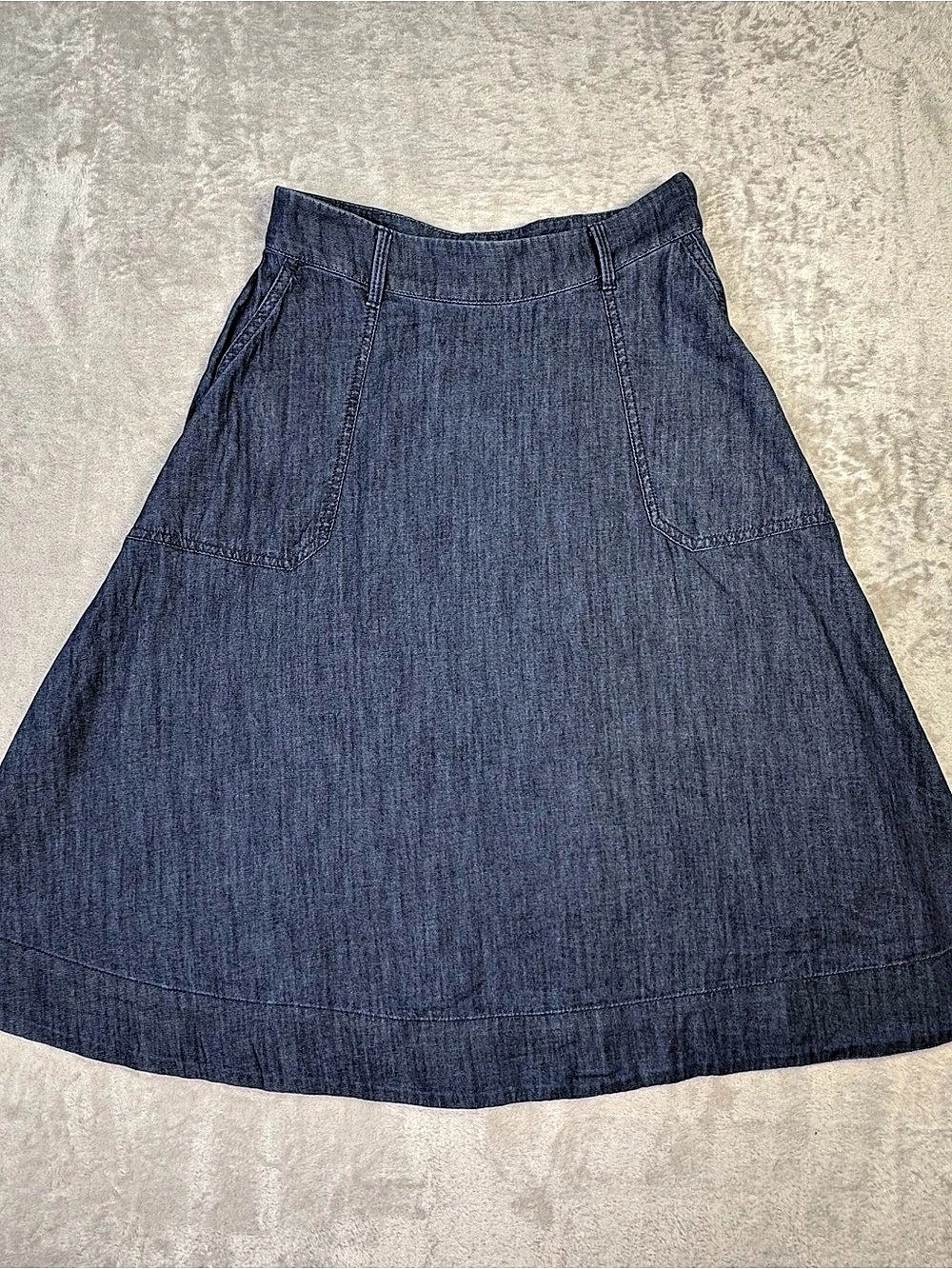 Talbots Cotton A-Line Skirt Blue Waist 4Petite